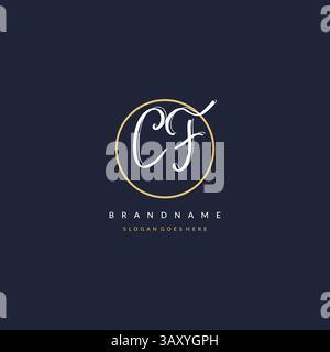 Initial letter CF logo monogram feminine style with circle line design ideas vector graphic Stock Vector