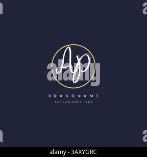 Initial letter AP logo monogram feminine style with circle line design ideas vector graphic Stock Vector