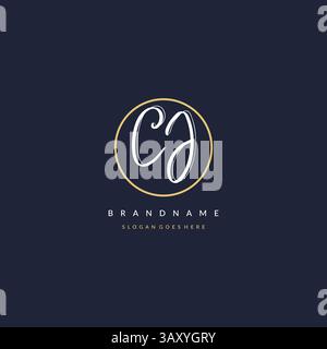 Initial letter CJ logo monogram feminine style with circle line design ideas vector graphic Stock Vector