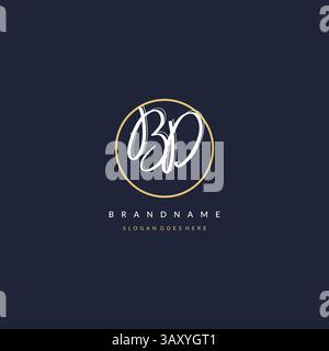 Initial letter BD logo monogram feminine style with circle line design ideas vector graphic Stock Vector