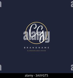 Initial letter CG logo monogram feminine style with circle line design ideas vector graphic Stock Vector