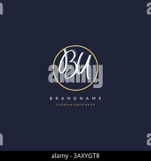 Initial letter BU logo monogram feminine style with circle line design ideas vector graphic Stock Vector