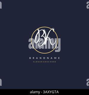 Initial letter BK logo monogram feminine style with circle line design ideas vector graphic Stock Vector