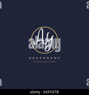 Initial letter AY logo monogram feminine style with circle line design ideas vector graphic Stock Vector