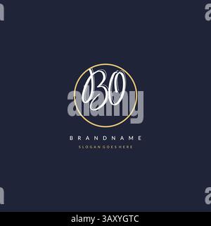 Initial letter BO logo monogram feminine style with circle line design ideas vector graphic Stock Vector