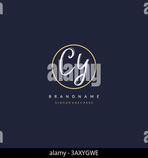 Initial letter CY logo monogram feminine style with circle line design ideas vector graphic Stock Vector
