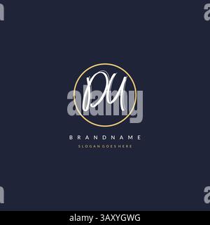 Initial letter DU logo monogram feminine style with circle line design ideas vector graphic Stock Vector