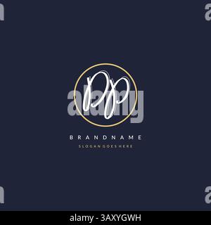 Initial letter DP logo monogram feminine style with circle line design ideas vector graphic Stock Vector