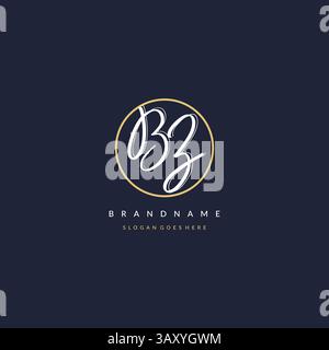 Initial letter BZ logo monogram feminine style with circle line design ideas vector graphic Stock Vector