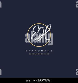 Initial letter EH logo monogram feminine style with circle line design ideas vector graphic Stock Vector