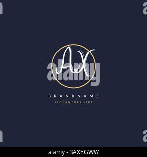Initial letter AX logo monogram feminine style with circle line design ideas vector graphic Stock Vector