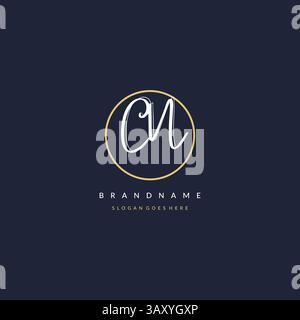 Initial letter CN logo monogram feminine style with circle line design ideas vector graphic Stock Vector