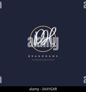 Initial letter DH logo monogram feminine style with circle line design ideas vector graphic Stock Vector