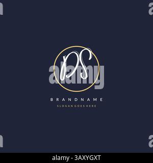 Initial letter DS logo monogram feminine style with circle line design ideas vector graphic Stock Vector