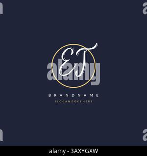 Initial letter ET logo monogram feminine style with circle line design ideas vector graphic Stock Vector