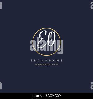 Initial letter EO logo monogram feminine style with circle line design ideas vector graphic Stock Vector