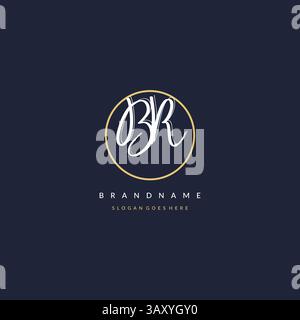 Initial letter BR logo monogram feminine style with circle line design ideas vector graphic Stock Vector