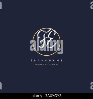 Initial letter FE logo monogram feminine style with circle line design ideas vector graphic Stock Vector