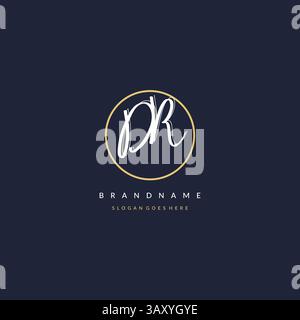 Initial letter DR logo monogram feminine style with circle line design ideas vector graphic Stock Vector