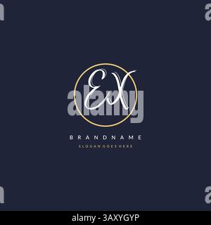 Initial letter EX logo monogram feminine style with circle line design ideas vector graphic Stock Vector