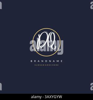 Initial letter DQ logo monogram feminine style with circle line design ideas vector graphic Stock Vector