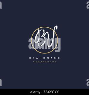Initial letter BV logo monogram feminine style with circle line design ideas vector graphic Stock Vector