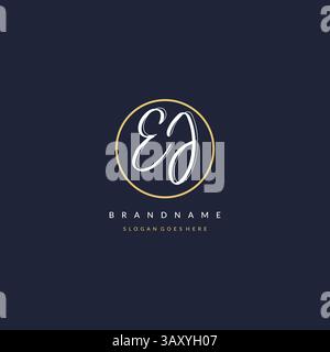 Initial letter EJ logo monogram feminine style with circle line design ideas vector graphic Stock Vector