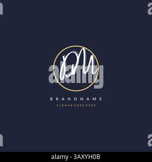 Initial letter DM logo monogram feminine style with circle line design ideas vector graphic Stock Vector