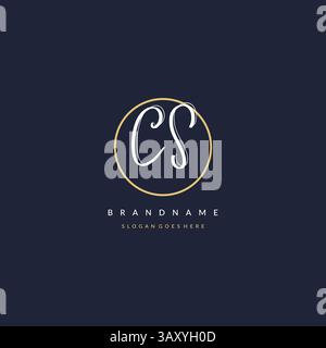 Initial letter CS logo monogram feminine style with circle line design ideas vector graphic Stock Vector