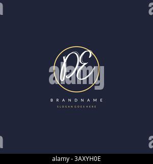 Initial letter DE logo monogram feminine style with circle line design ideas vector graphic Stock Vector