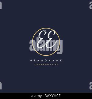 Initial letter EE logo monogram feminine style with circle line design ideas vector graphic Stock Vector