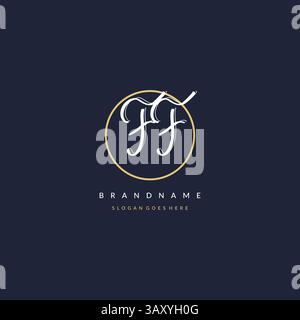 Initial letter FF logo monogram feminine style with circle line design ideas vector graphic Stock Vector