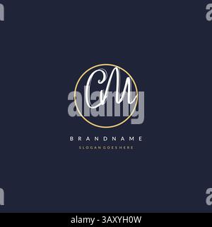 Initial letter CM logo monogram feminine style with circle line design ideas vector graphic Stock Vector