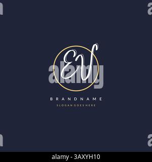 Initial letter EV logo monogram feminine style with circle line design ideas vector graphic Stock Vector