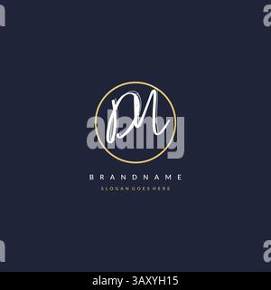Initial letter DN logo monogram feminine style with circle line design ideas vector graphic Stock Vector