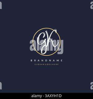 Initial letter GK logo monogram feminine style with circle line design ideas vector graphic Stock Vector