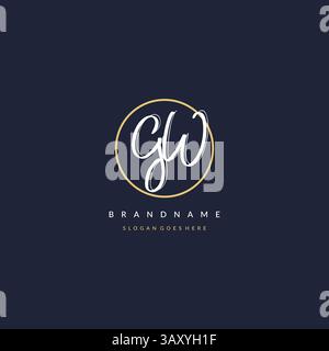 Initial letter GW logo monogram feminine style with circle line design ideas vector graphic Stock Vector