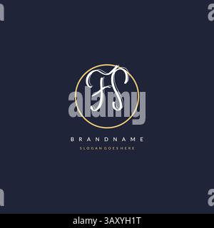 Initial letter FS logo monogram feminine style with circle line design ideas vector graphic Stock Vector