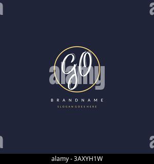 Initial letter GO logo monogram feminine style with circle line design ideas vector graphic Stock Vector