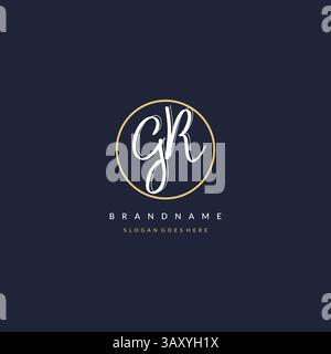 Initial letter GR logo monogram feminine style with circle line design ideas vector graphic Stock Vector