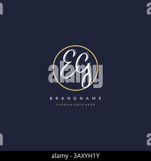 Initial letter EG logo monogram feminine style with circle line design ideas vector graphic Stock Vector