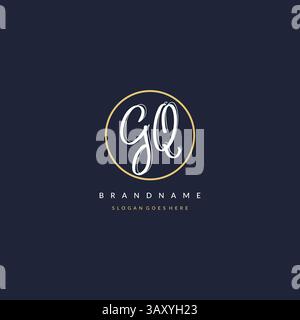 Initial letter GQ logo monogram feminine style with circle line design ideas vector graphic Stock Vector