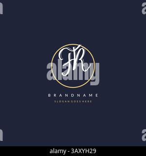 Initial letter FR logo monogram feminine style with circle line design ideas vector graphic Stock Vector