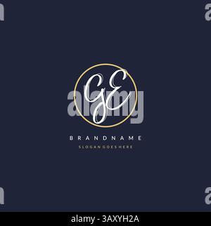 Initial letter GE logo monogram feminine style with circle line design ideas vector graphic Stock Vector