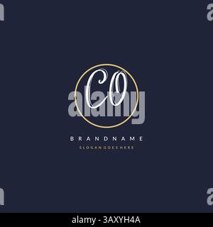 Initial letter CO logo monogram feminine style with circle line design ideas vector graphic Stock Vector