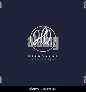 Initial letter HQ logo monogram feminine style with circle line design ideas vector graphic Stock Vector