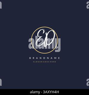 Initial letter ED logo monogram feminine style with circle line design ideas vector graphic Stock Vector