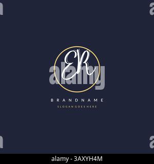 Initial letter ER logo monogram feminine style with circle line design ideas vector graphic Stock Vector