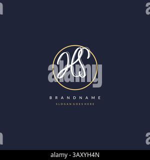 Initial letter HS logo monogram feminine style with circle line design ideas vector graphic Stock Vector