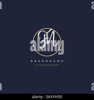 Initial letter FN logo monogram feminine style with circle line design ideas vector graphic Stock Vector